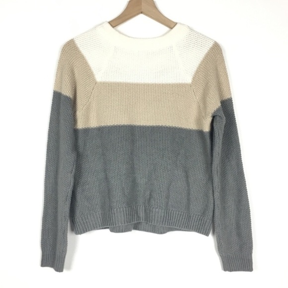MERONA Sweater Cable Knit Colorblock Metallic Shimmer Cozy Warm Neutral Medium - Picture 3 of 8